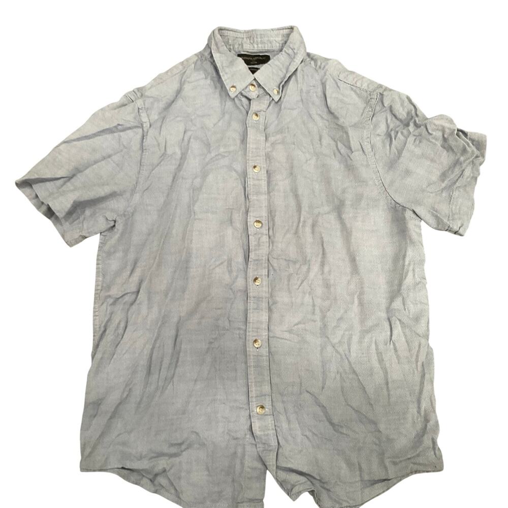 Banana Republic Oxford Shirt Men’s Large Light Blue Untucked Fit Casual